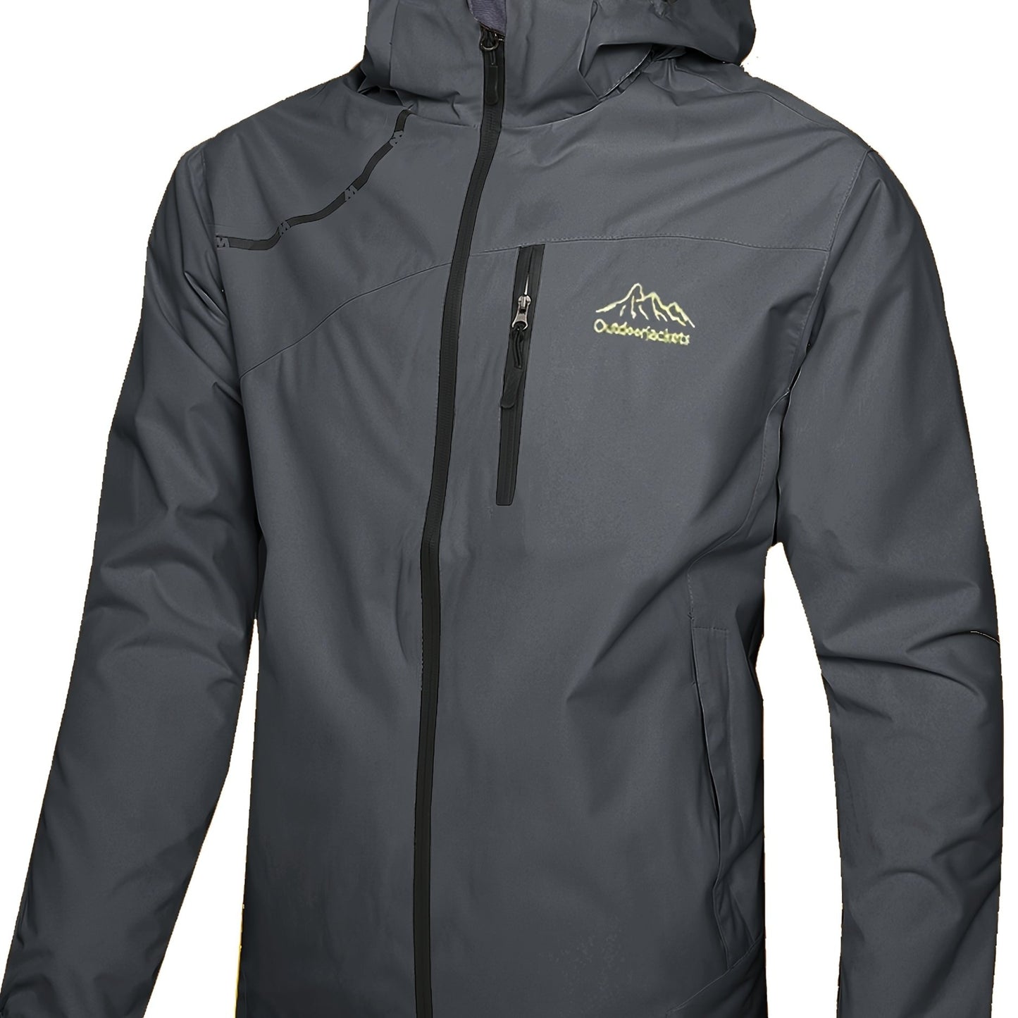 Men's Waterproof Rain Jacket With Hood And Windproof Zippered Pockets