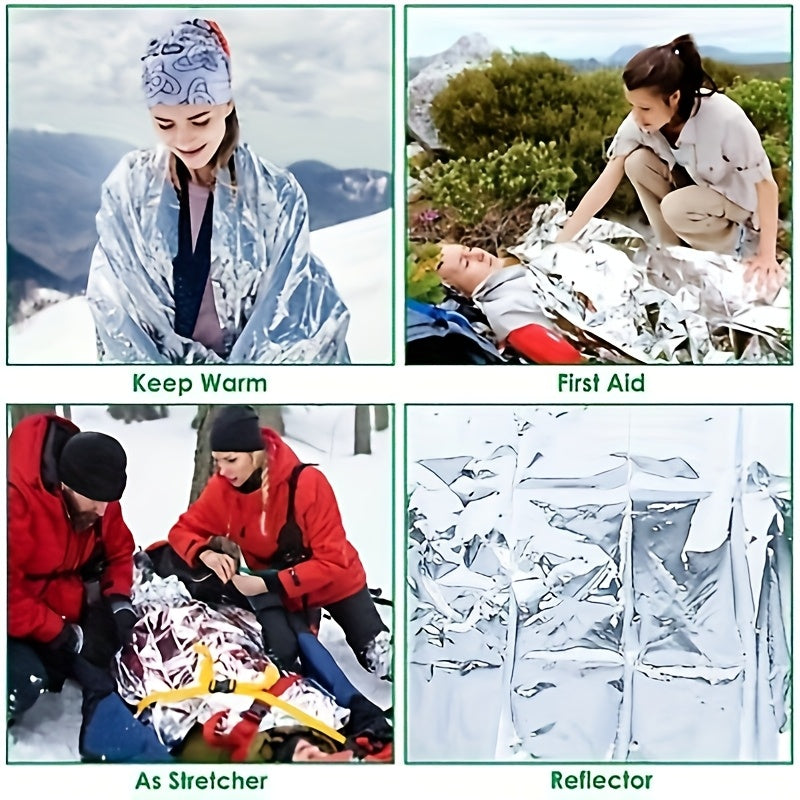 Emergency Thermal Kit Mylar Blanket For Outdoor Survival And Camping
