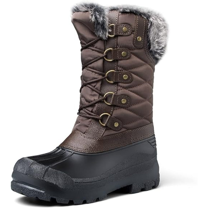 Insulated Women's Snow Boots Faux Fur Warm Mid-Calf Rubber Sole