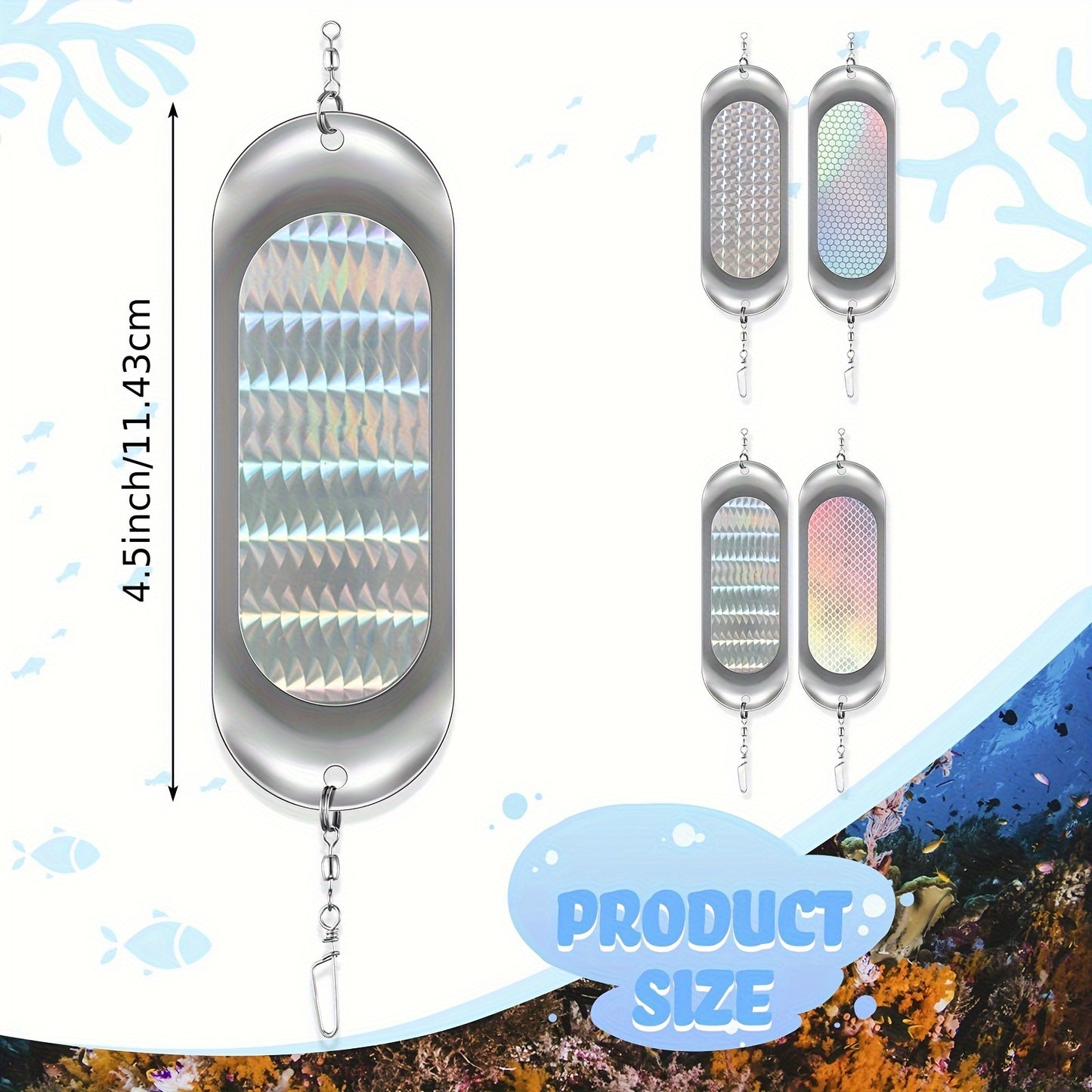 TENARE 4pc Kokanee Dodger Flashers For Salmon Trolling Lure