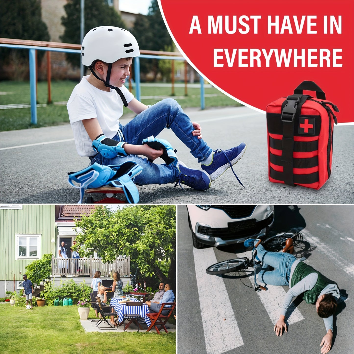 379pcs Of Multi-functional First Aid Kits Essential Safety Supplies for Home Outdoor Hiking And Exploration Portable First Aid Kits Equipped with Scissors Tweezers Etc Perfect Gifts for Family Members Husbands Or Friends Meet