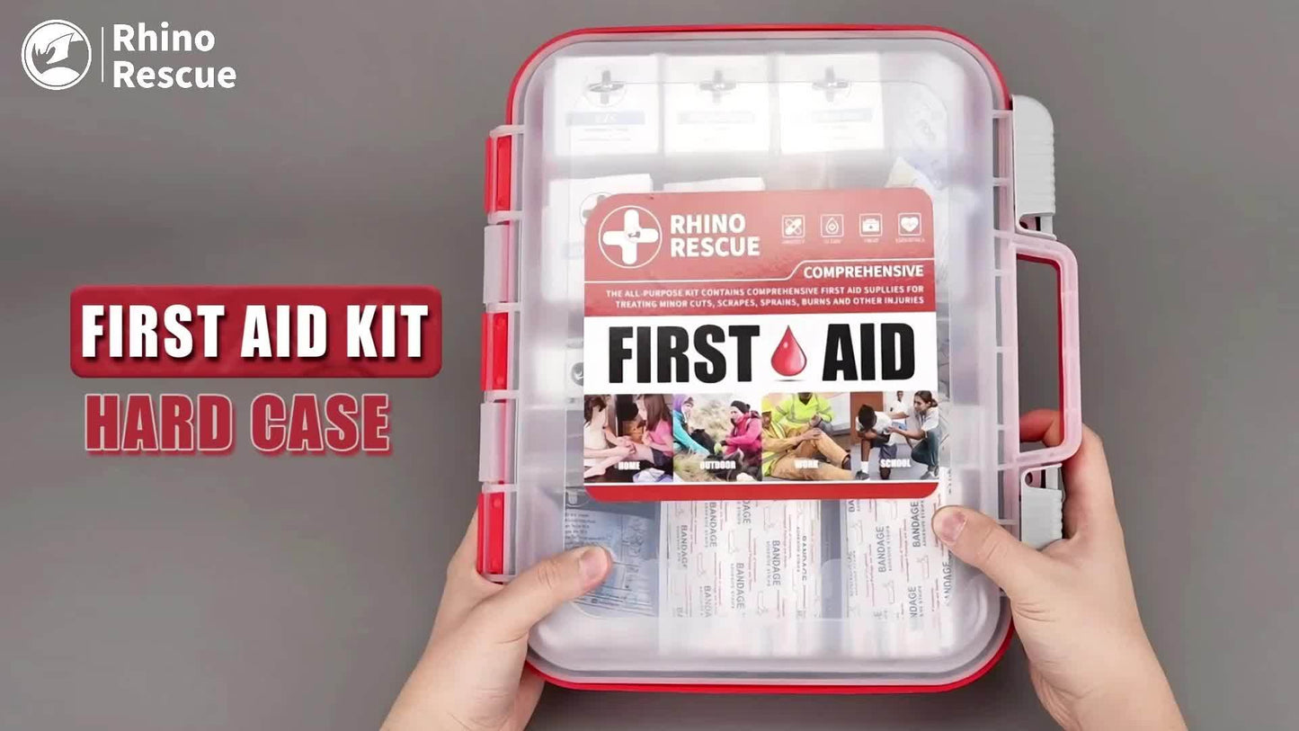 RHINO RESCUE OSHA All-Purpose First Aid Kit, Home & Office Professional Medical Supplies, Ideal for Outdoor, Emergency, Business