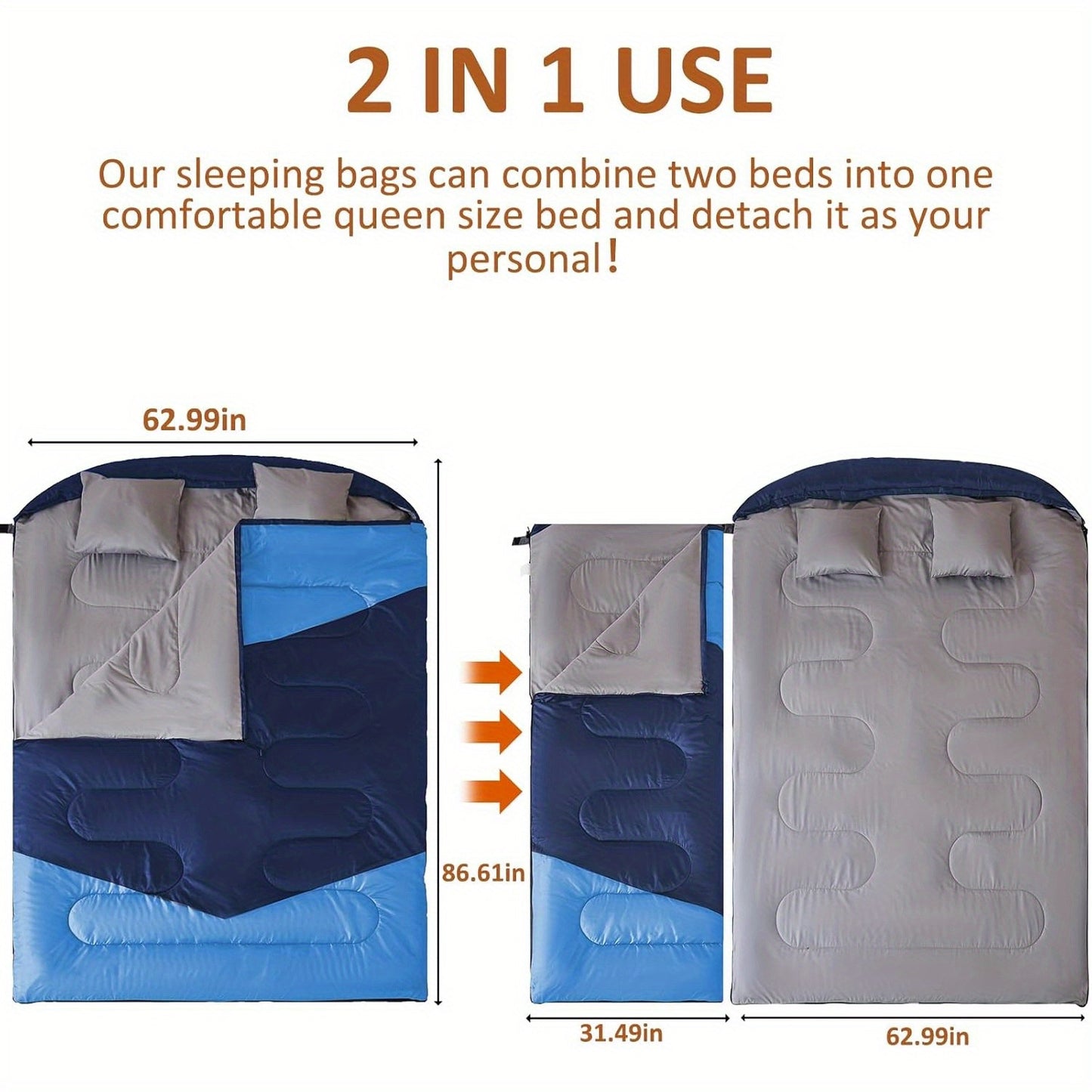 SWTMERRY Two Person Sleeping Bag With Pillow For All Season