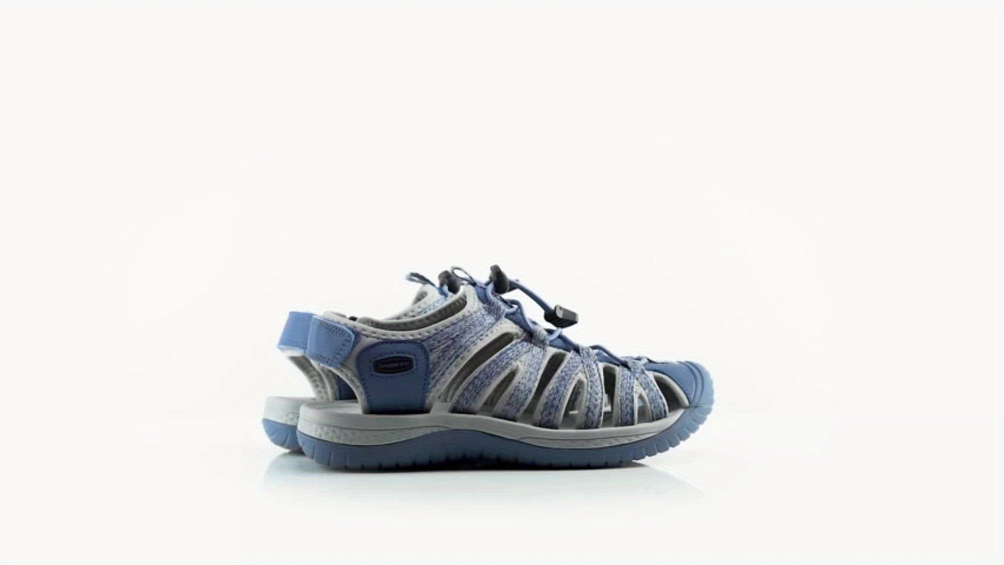 Women's Closed Toe Hiking Sandals with Adjustable Straps & Anti-Slip Rubber Sole - Lightweight Breathable Fabric Upper, Cushioned Comfort for Outdoor Walking, Beach, Camping & Travel - Blue, Hiking Accessories