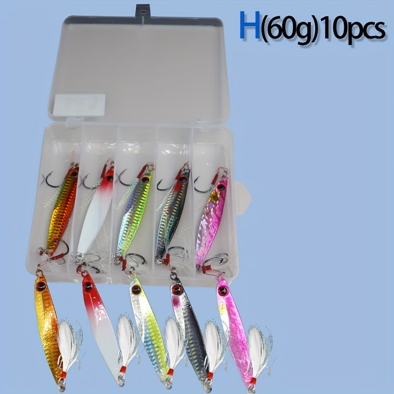 Heavy Duty Metal Jig Lures With 3D Eyes Luminous Hook