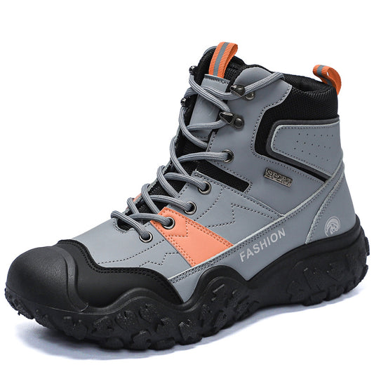Men Mountaineering Shoes All Seasons With High Top PU Upper