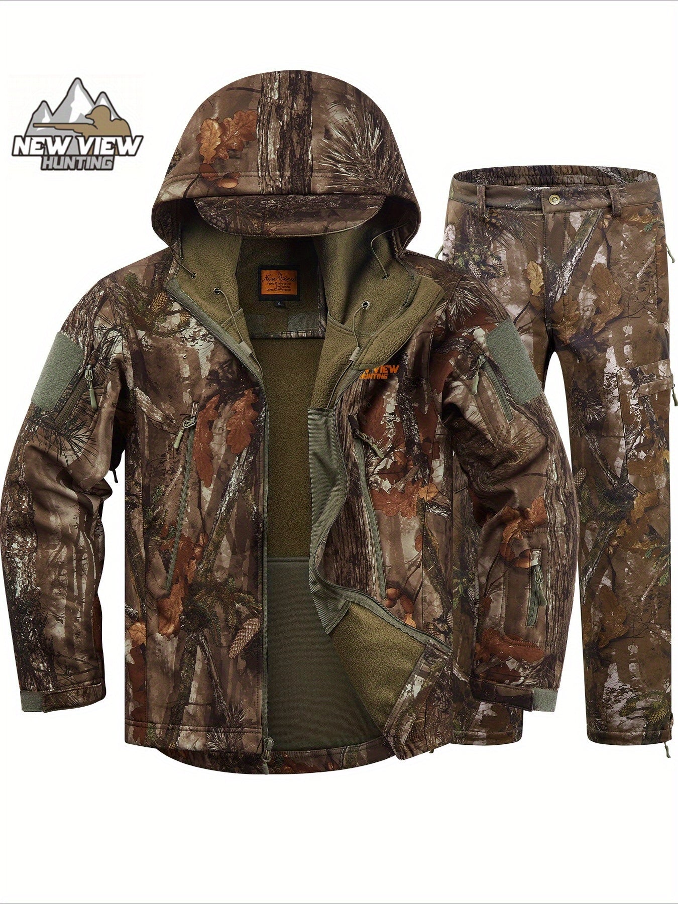 NEW VIEW Camo Hunting Clothes, Quiet Warm Hunting Jacket and Pants, High Quality Hunting Suit for Deer Duck Bow Hunt
