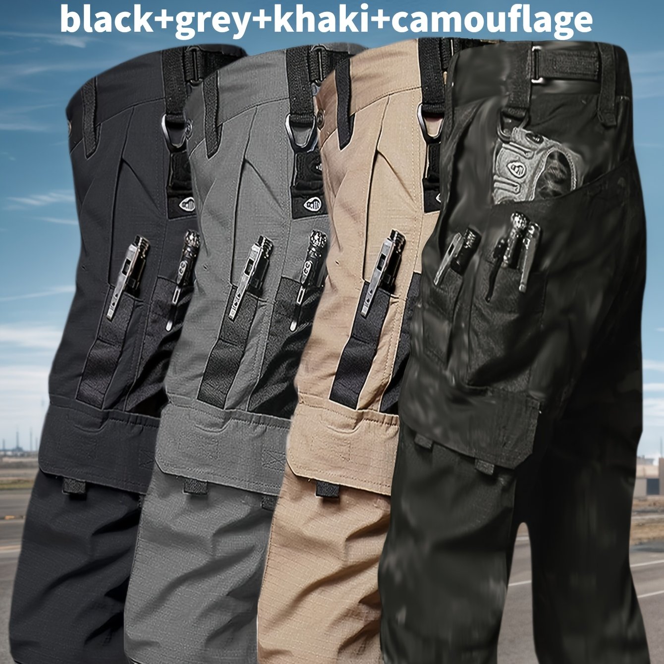 4 Pack Tactical Pants for Men Stretch, Ripstop Work Pants for Men, Lightweight Hiking Cargo Pants, Outdoor Apparel, Gift for Summer