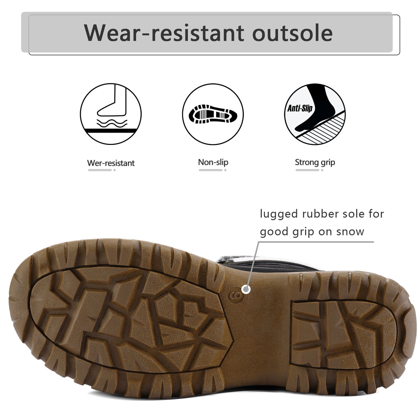 Women's Thermal Snow Boots Non Slip Mid Calf Rubber Sole