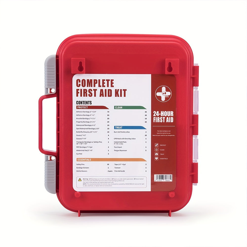 RHINO RESCUE OSHA All-Purpose First Aid Kit, Home & Office Professional Medical Supplies, Ideal for Outdoor, Emergency, Business