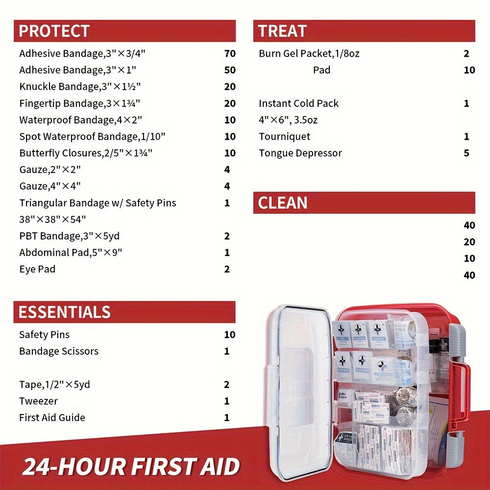 RHINO RESCUE OSHA All-Purpose First Aid Kit, Home & Office Professional Medical Supplies, Ideal for Outdoor, Emergency, Business