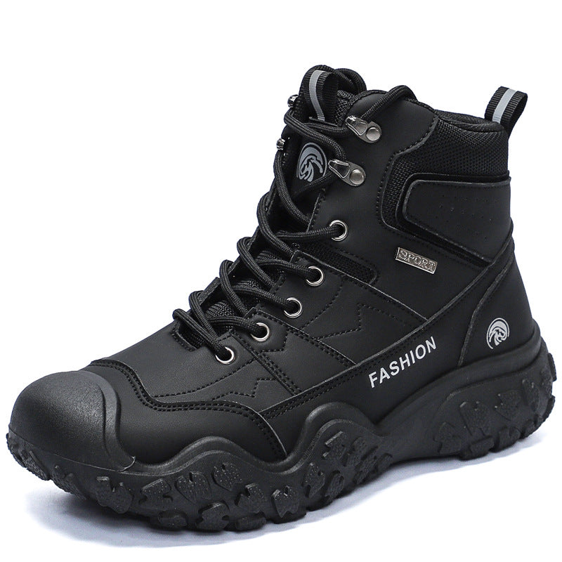 Men Mountaineering Shoes All Seasons With High Top PU Upper