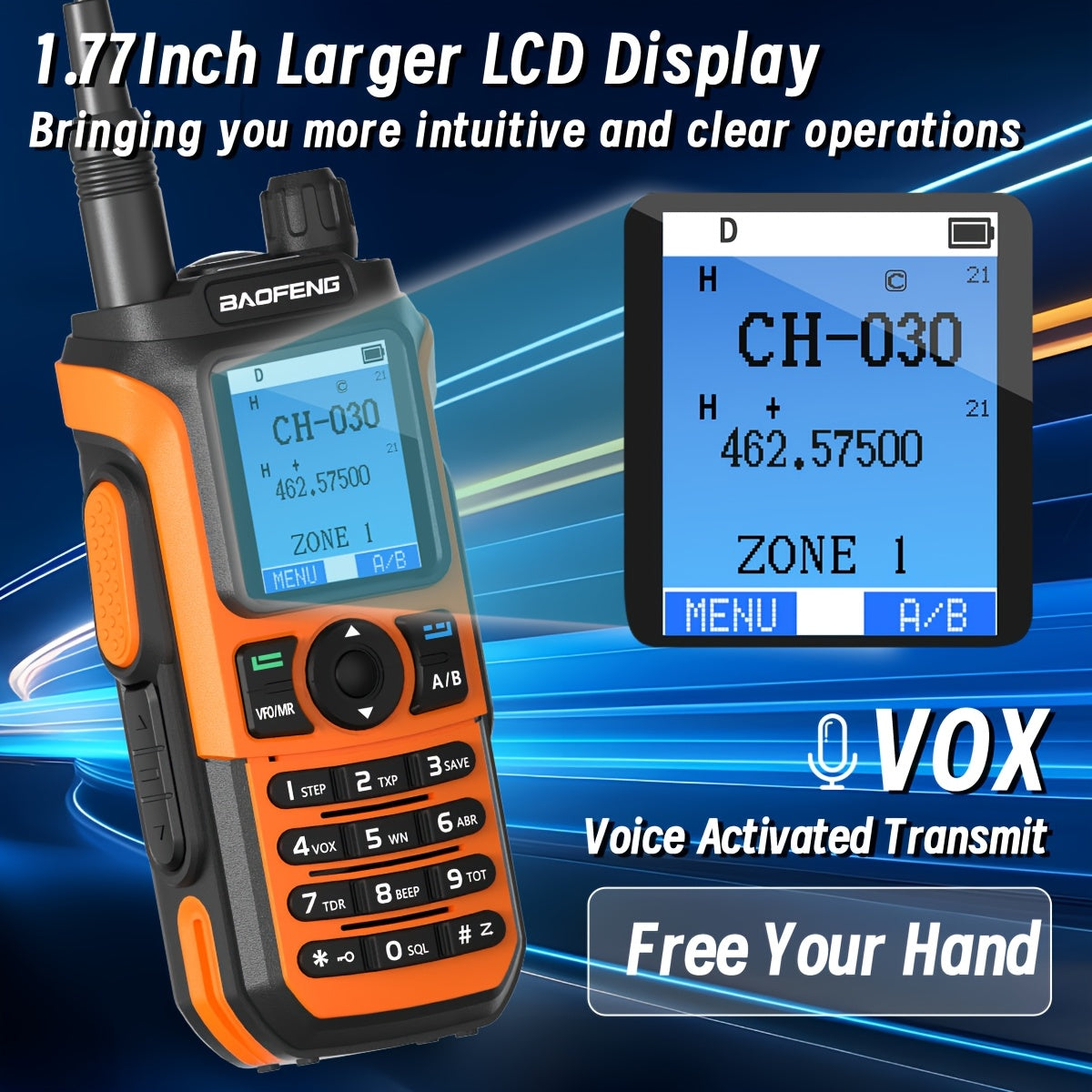 Baofeng GMRS Two Way Radio GM21 999 Channels USB Charger