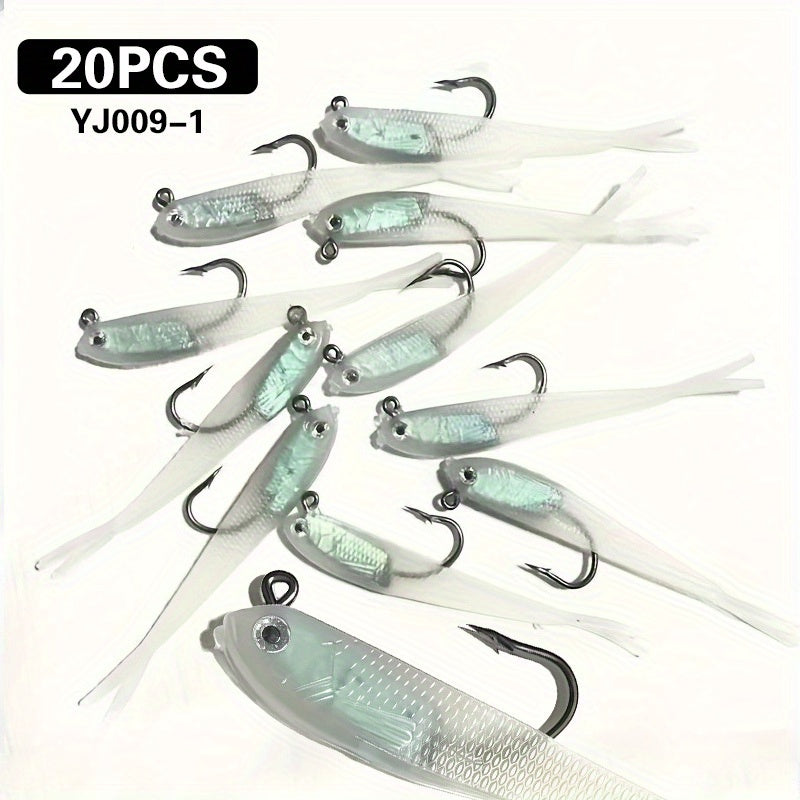Gromast 20 Pcs Bionic Lure Bait Soft Bait Kit For Freshwater And Saltwater