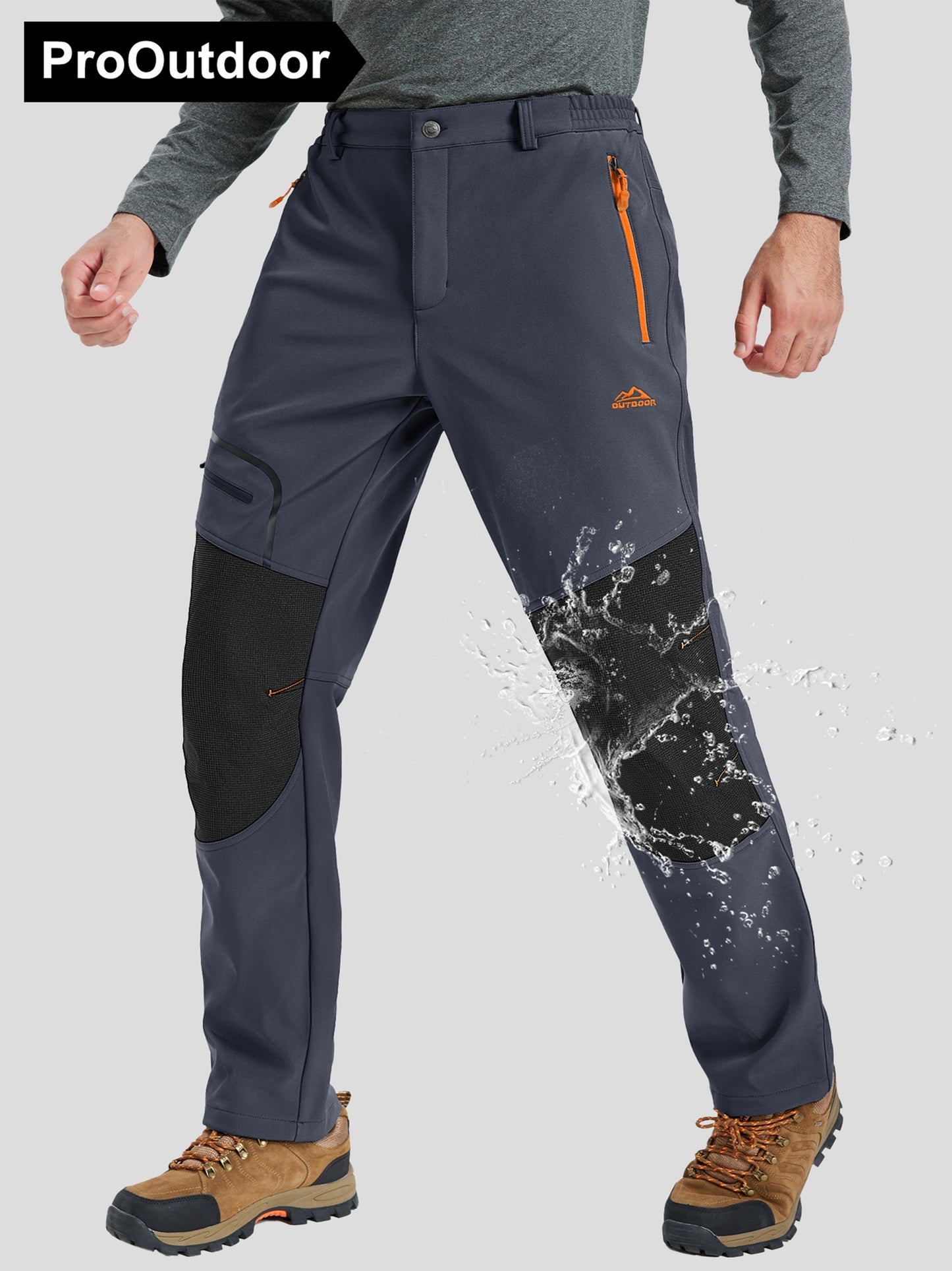 Men'S Heavy-Duty Thermal Winter Pants - Windproof High Quality Softshell with Fleece Lining, Thickened Insulation, Multi-Pocket Design (Knee & Zippered Pockets), Elastic Waist & Cuff - Ideal for Skiing, Snowboarding, Camping,