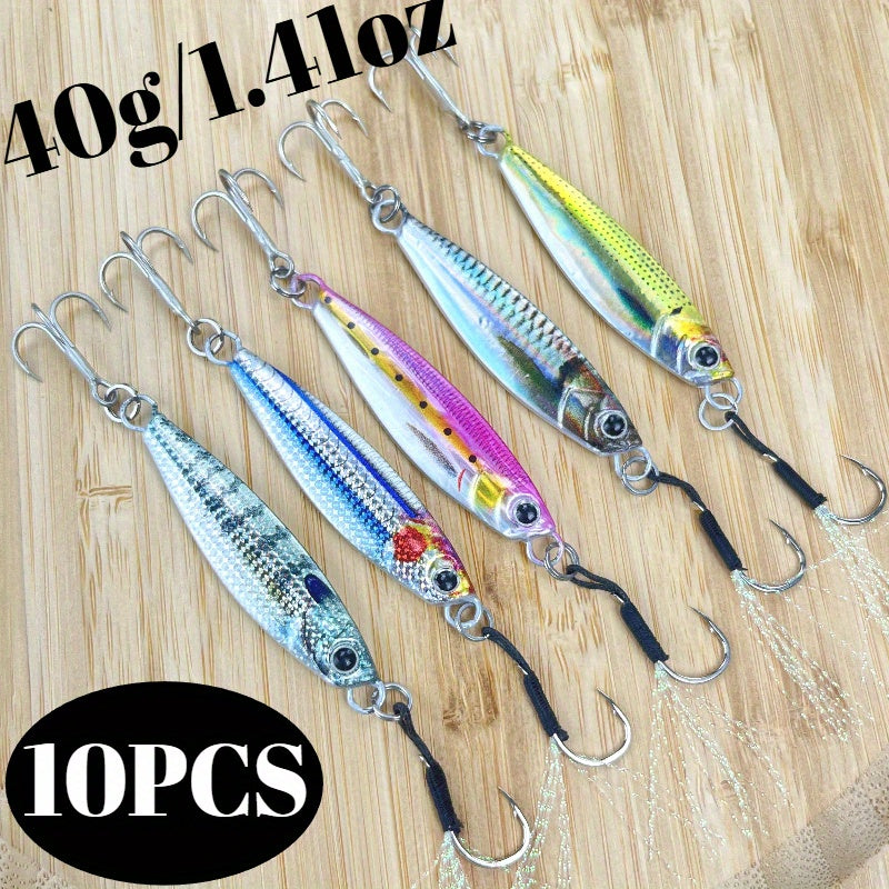 Amacure Fisch Laser Metal Jigs Saltwater Lures 10pcs Long Casting