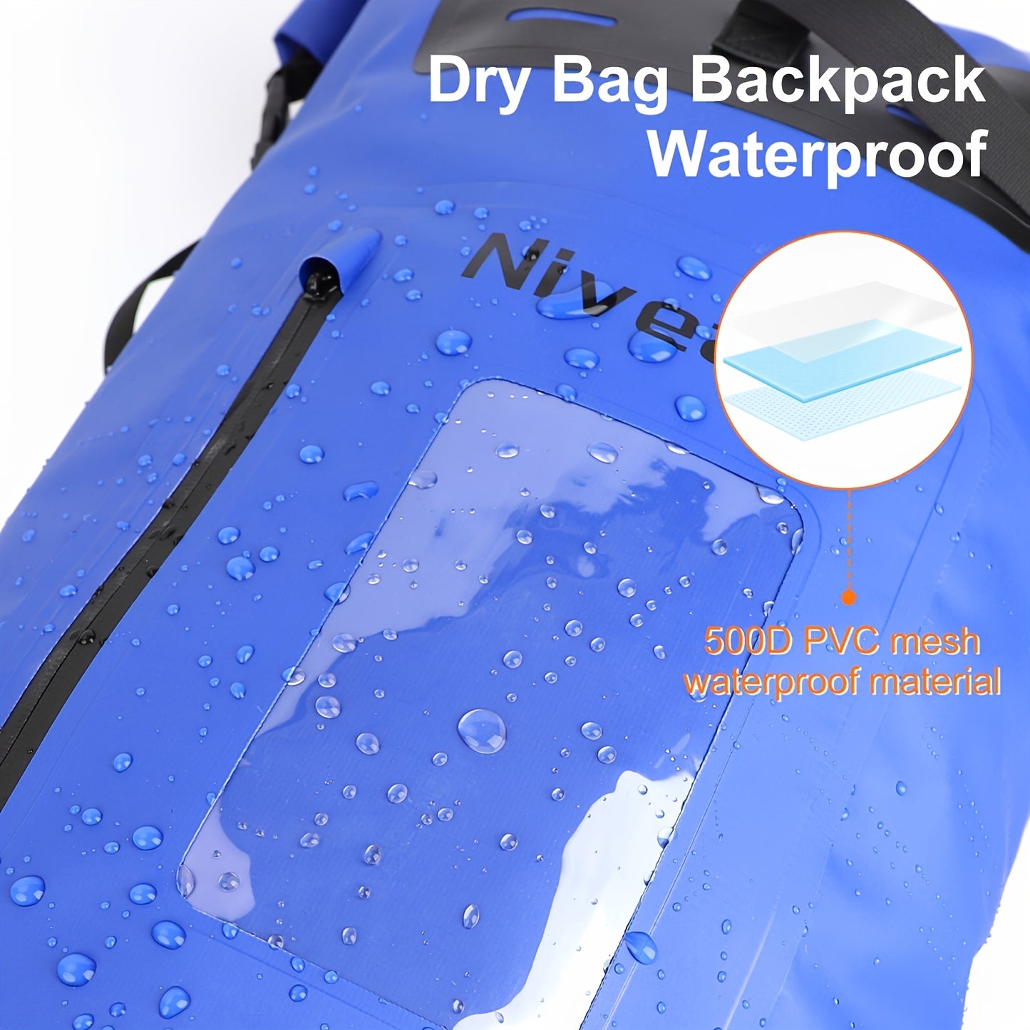 NIVEAYA Heavy Duty Hiking Backpack Roll Top Closure Bag