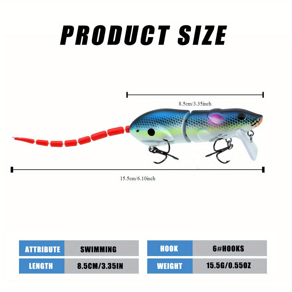 Heavy-Duty Weed-Resistant Segmented Mouse Lure for Freshwater and Saltwater