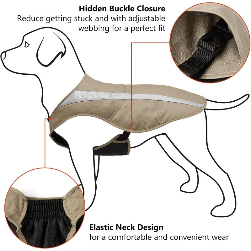 Dog Insulated Safety Vest Water Resistant Reflective Chest Protection Hunting