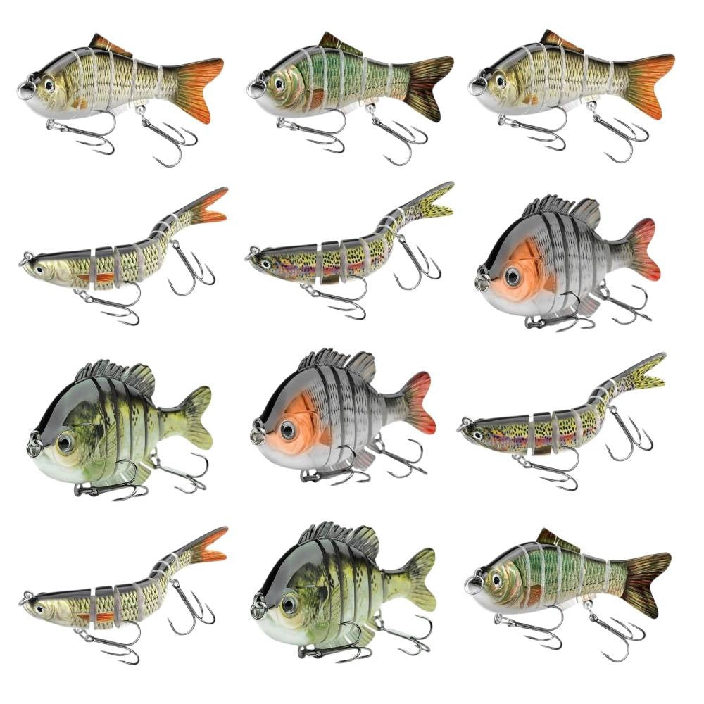 12pcs Fishing Lures, for Freshwater Saltwater, Slow Sinking Lifelike Multi-section Swimbait, for Bass Trout Crappie Walleye Pike, Perfect Gift for Men & Family, Small Fishing Lures, Salt Water Fishing Lures, Stickbait Fishing