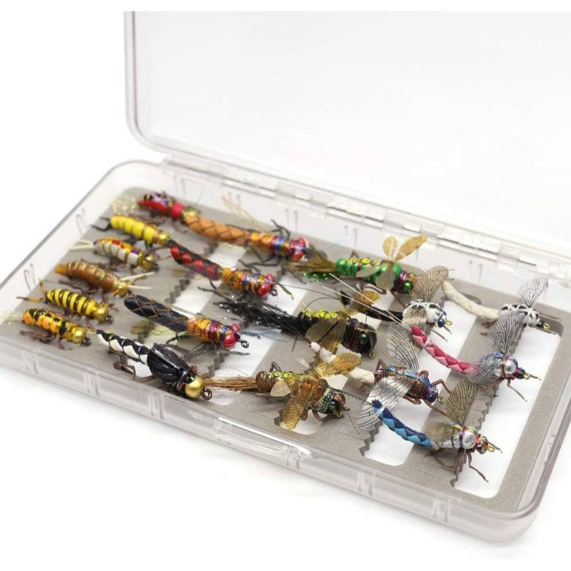 All-Skill Level Trout Fly Fishing Lures Assortment with Fly Box - Dry/Wet/Nymph Flies Suitable for Freshwater/Saltwater, 12/16/18/22/36 Hatches, Trout Fly Patterns for River, Lake, Ocean Fishing