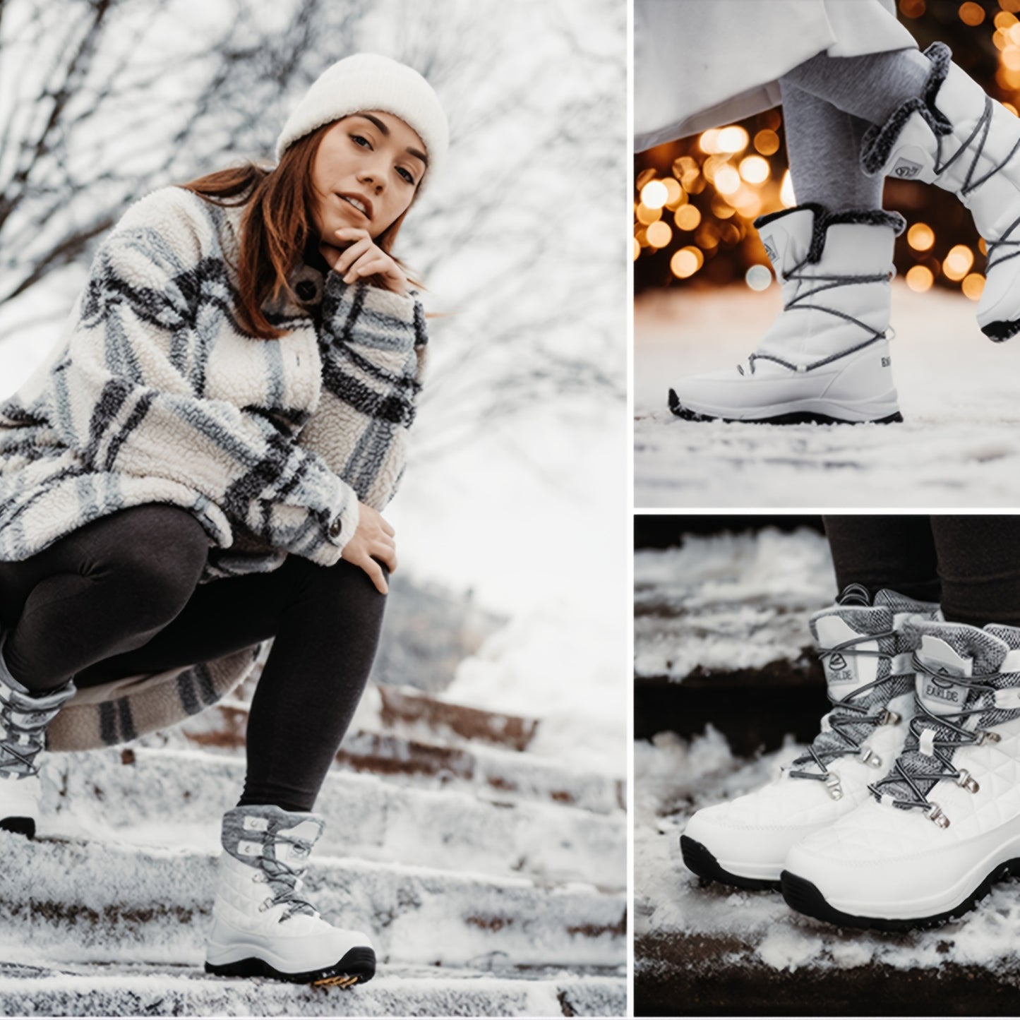 EARLDE Women's Waterproof Winter Snow Boots Lightweight Anti Slip Warm
