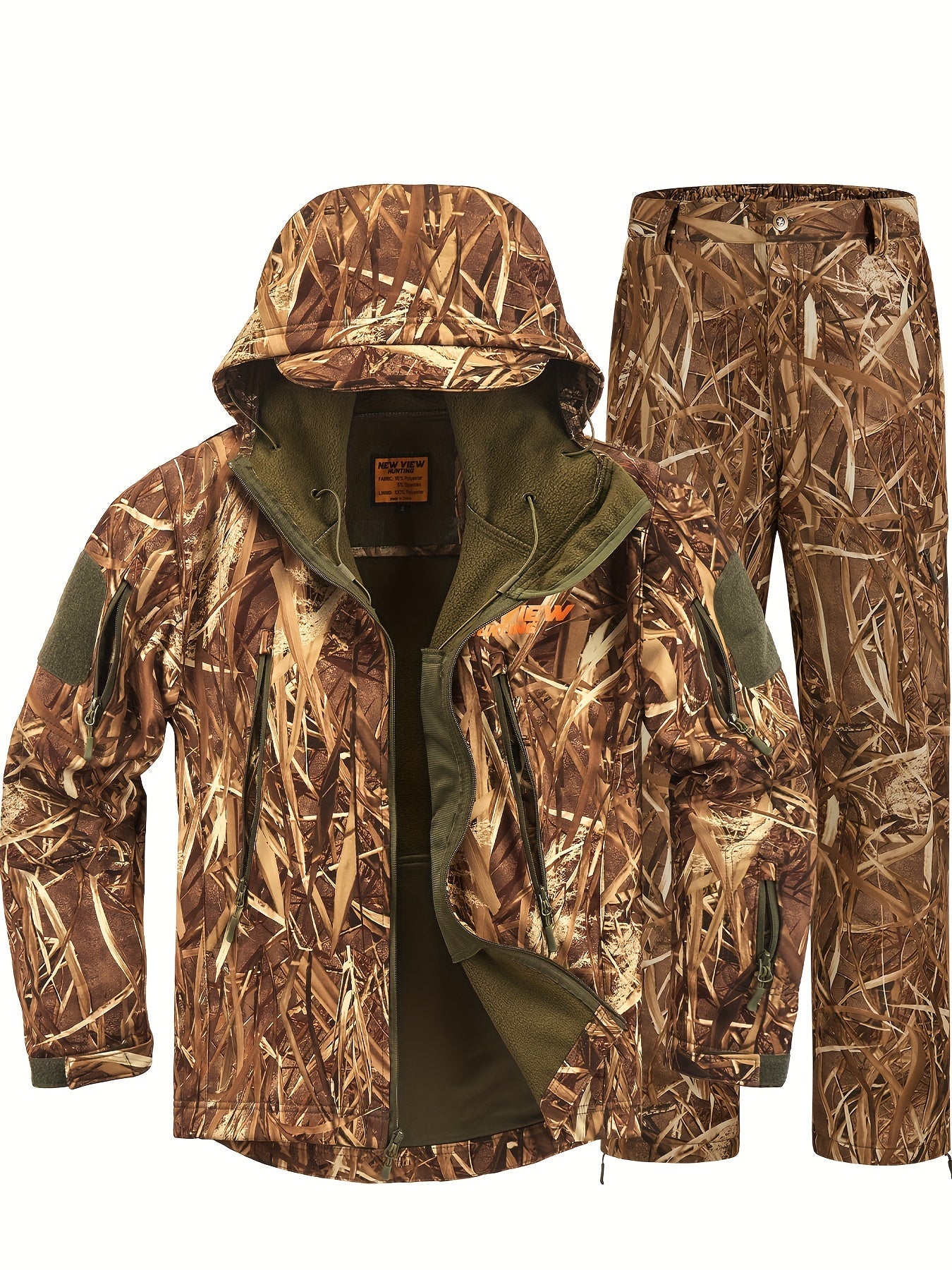 VIEW Hunting Clothes for Men, Quiet Camo Hunting Jacket and Pants, Hunting Suit for Deer Duck Bow Hunting