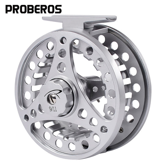 PROBEROS all-metal fly fishing reel for freshwater and saltwater; corrosion-resistant aluminum alloy.