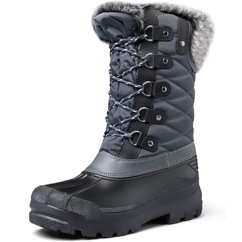 Insulated Women's Snow Boots Faux Fur Warm Mid-Calf Rubber Sole