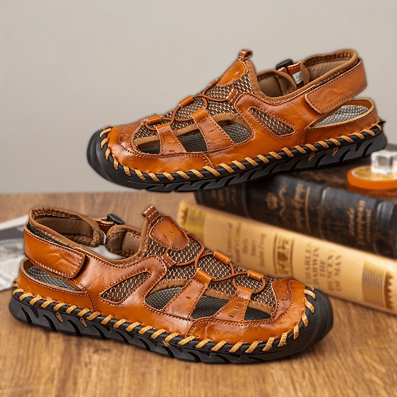 Women's Handmade Outdoor Sandals With Flat Heel And Rubber Soles