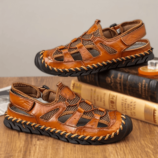 Women's Handmade Outdoor Sandals With Flat Heel And Rubber Soles