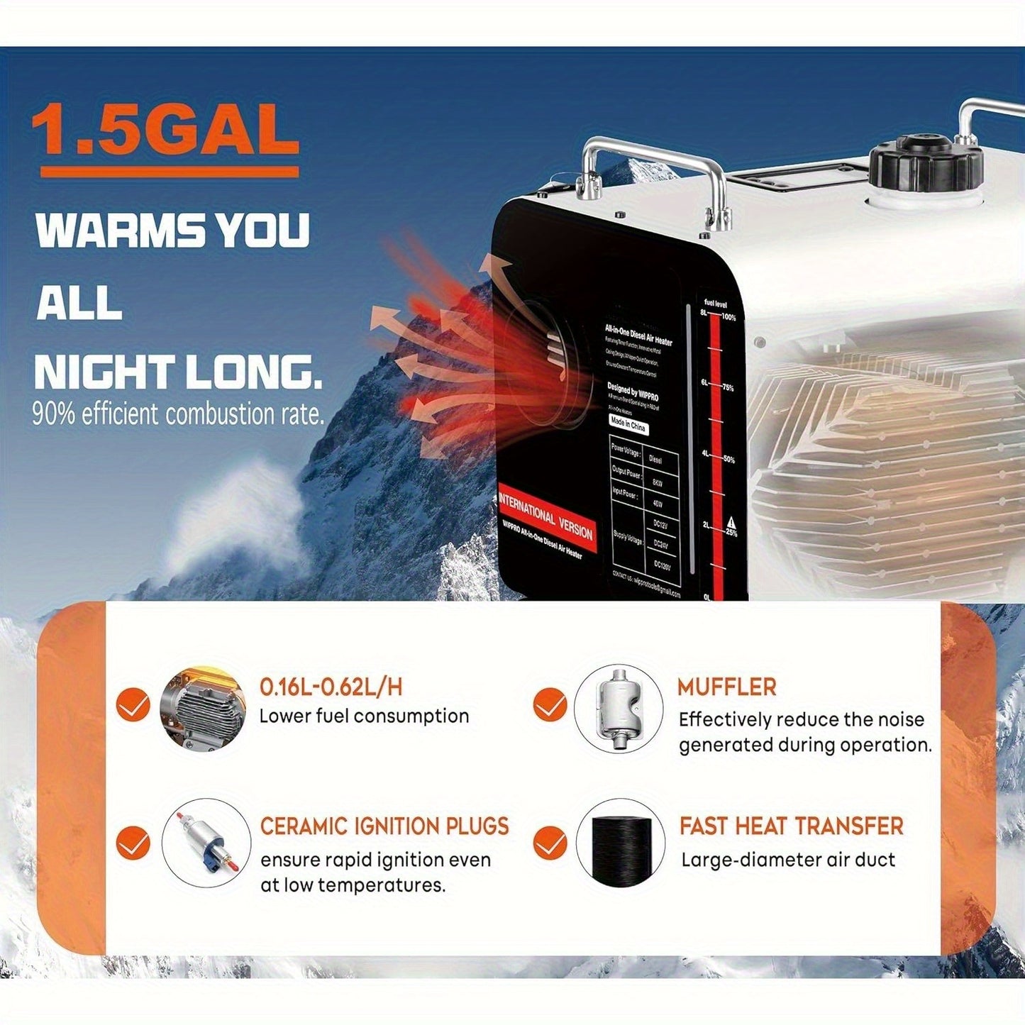 WIPPRO Diesel Heater All In One 8KW 12V LCD Display