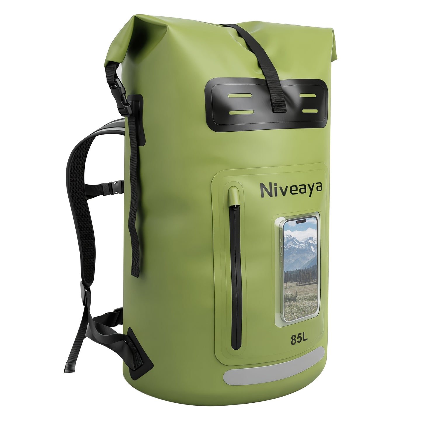 NIVEAYA Heavy Duty Hiking Backpack Roll Top Closure Bag