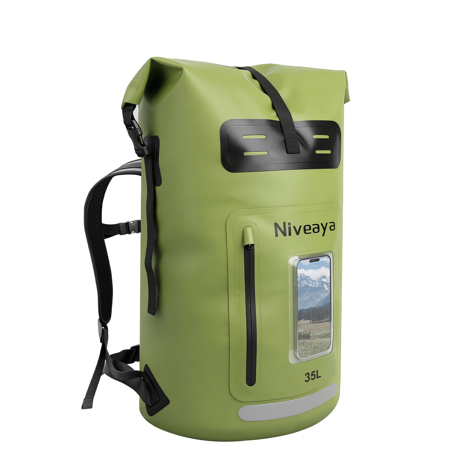 NIVEAYA Heavy Duty Hiking Backpack Roll Top Closure Bag
