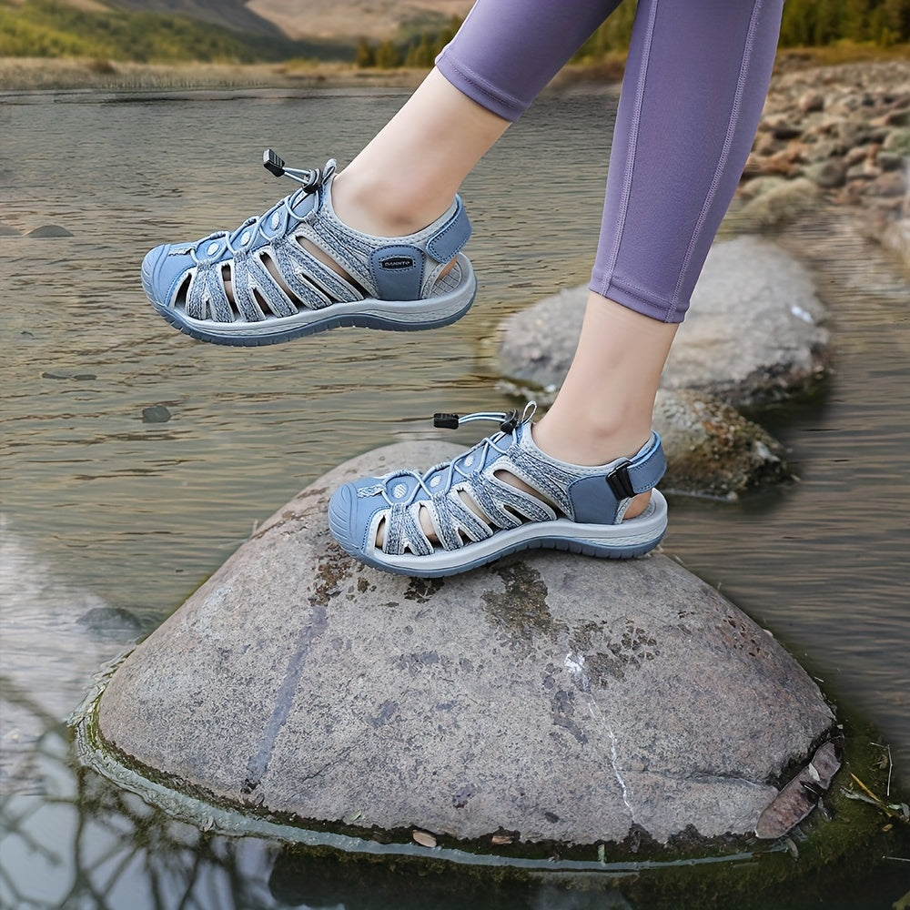 Women's Closed Toe Hiking Sandals with Adjustable Straps & Anti-Slip Rubber Sole - Lightweight Breathable Fabric Upper, Cushioned Comfort for Outdoor Walking, Beach, Camping & Travel - Blue, Hiking Accessories