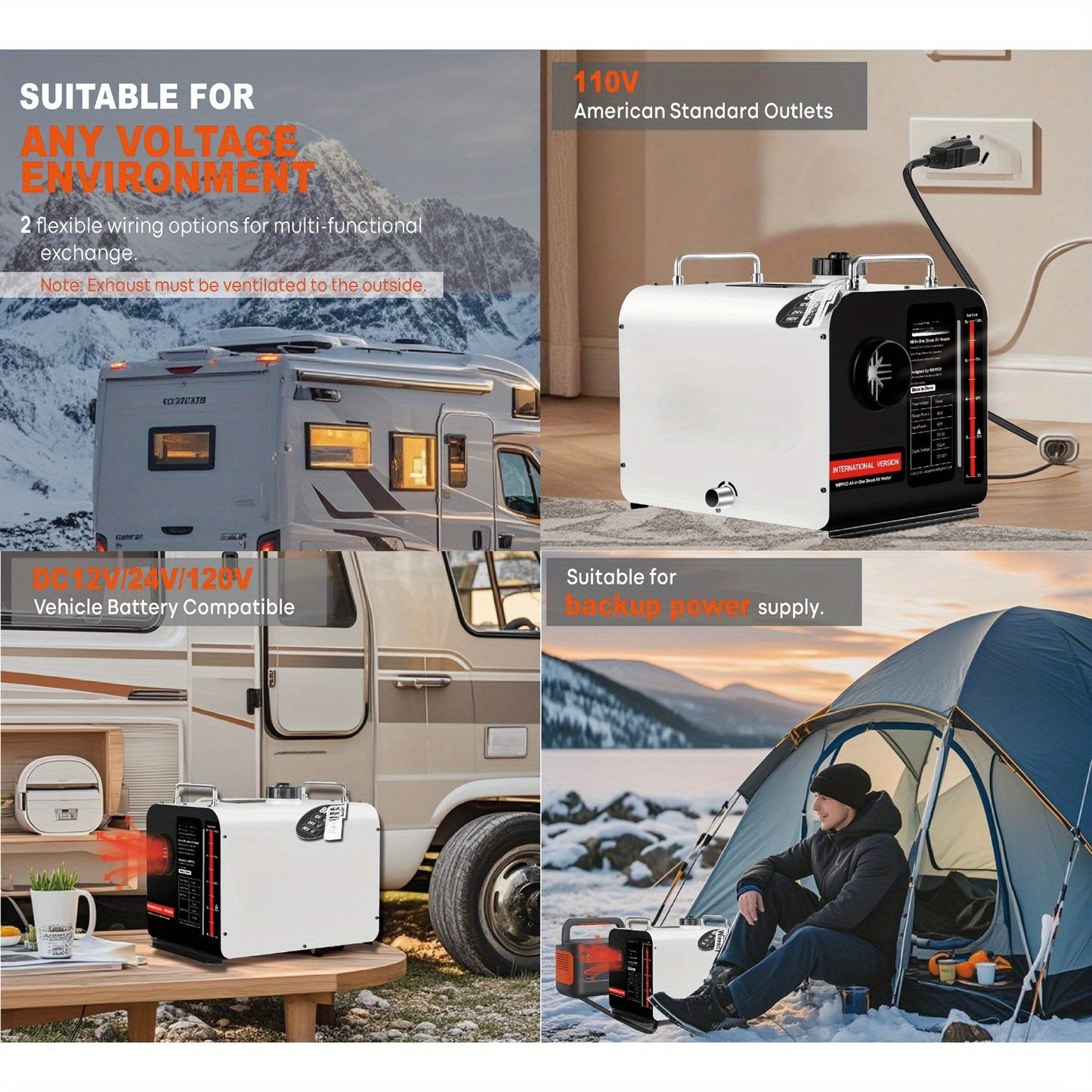 WIPPRO Diesel Heater All In One 8KW 12V LCD Display