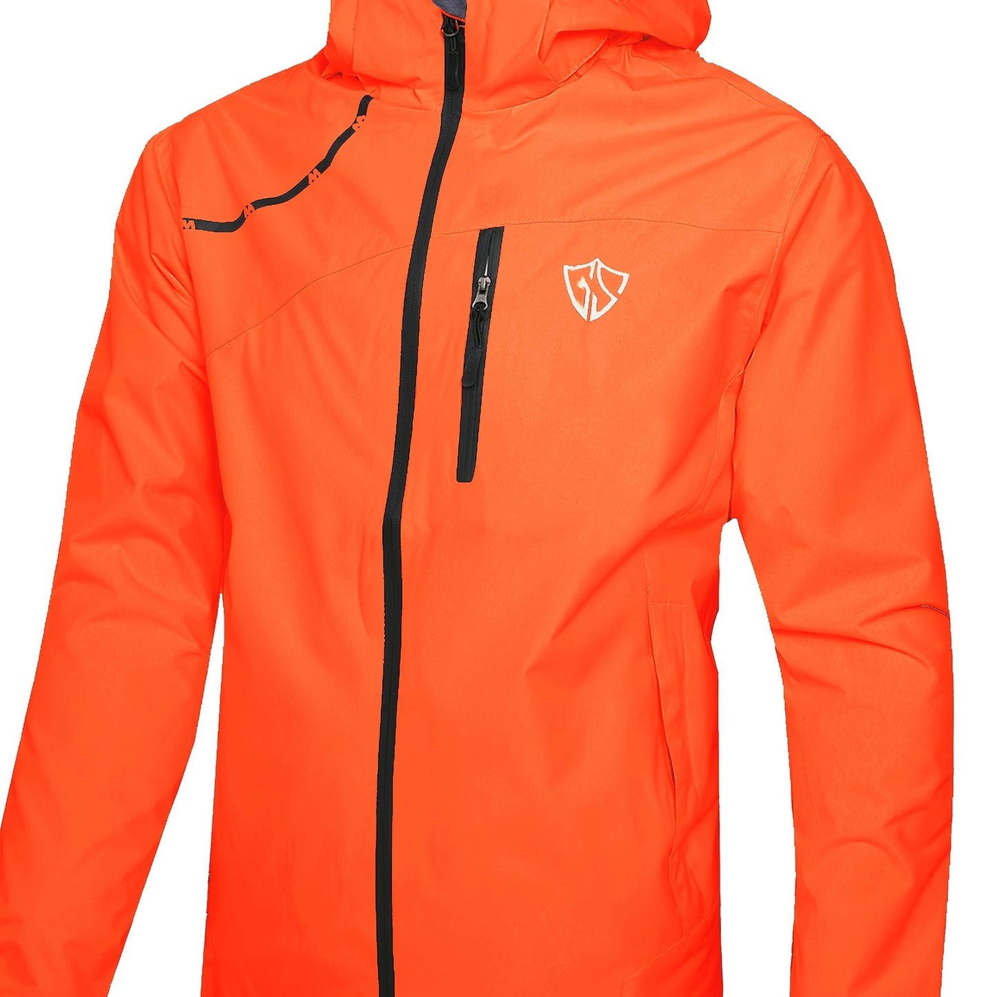 Men's Waterproof Rain Jacket With Hood And Windproof Zippered Pockets