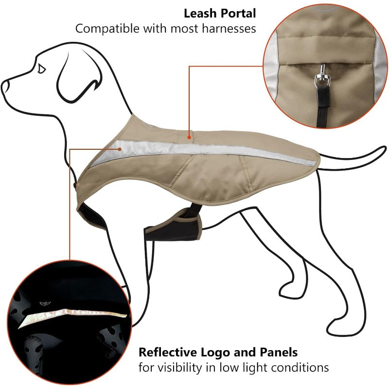 Dog Insulated Safety Vest Water Resistant Reflective Chest Protection Hunting