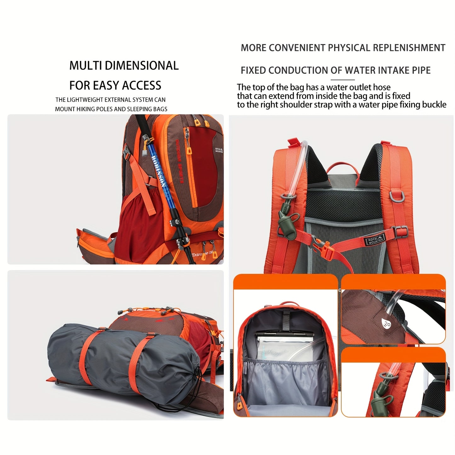 Lightweight Nylon Hiking Backpack Large Capacity Waterproof