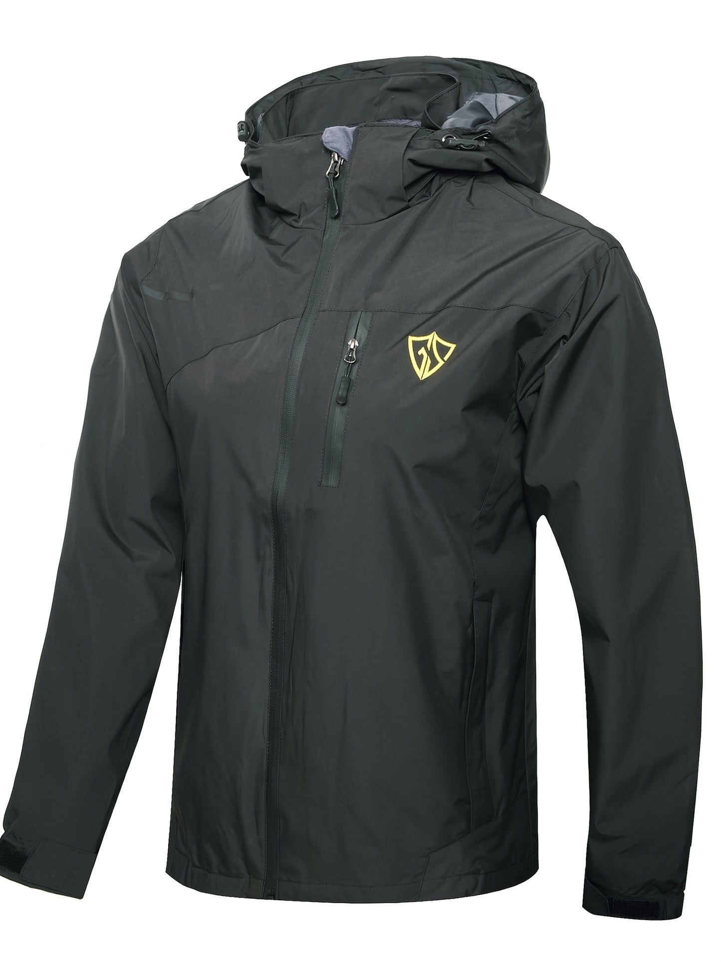 Men's Waterproof Rain Jacket With Hood And Windproof Zippered Pockets
