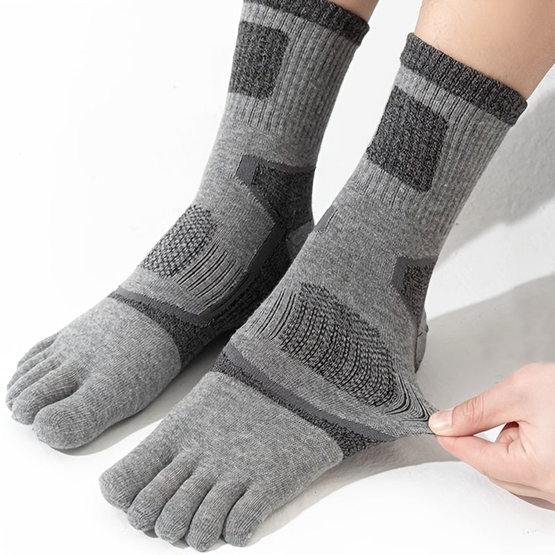 Men's Five Toe Running Socks Geometric Pattern Breathable Cotton MoistureWicking