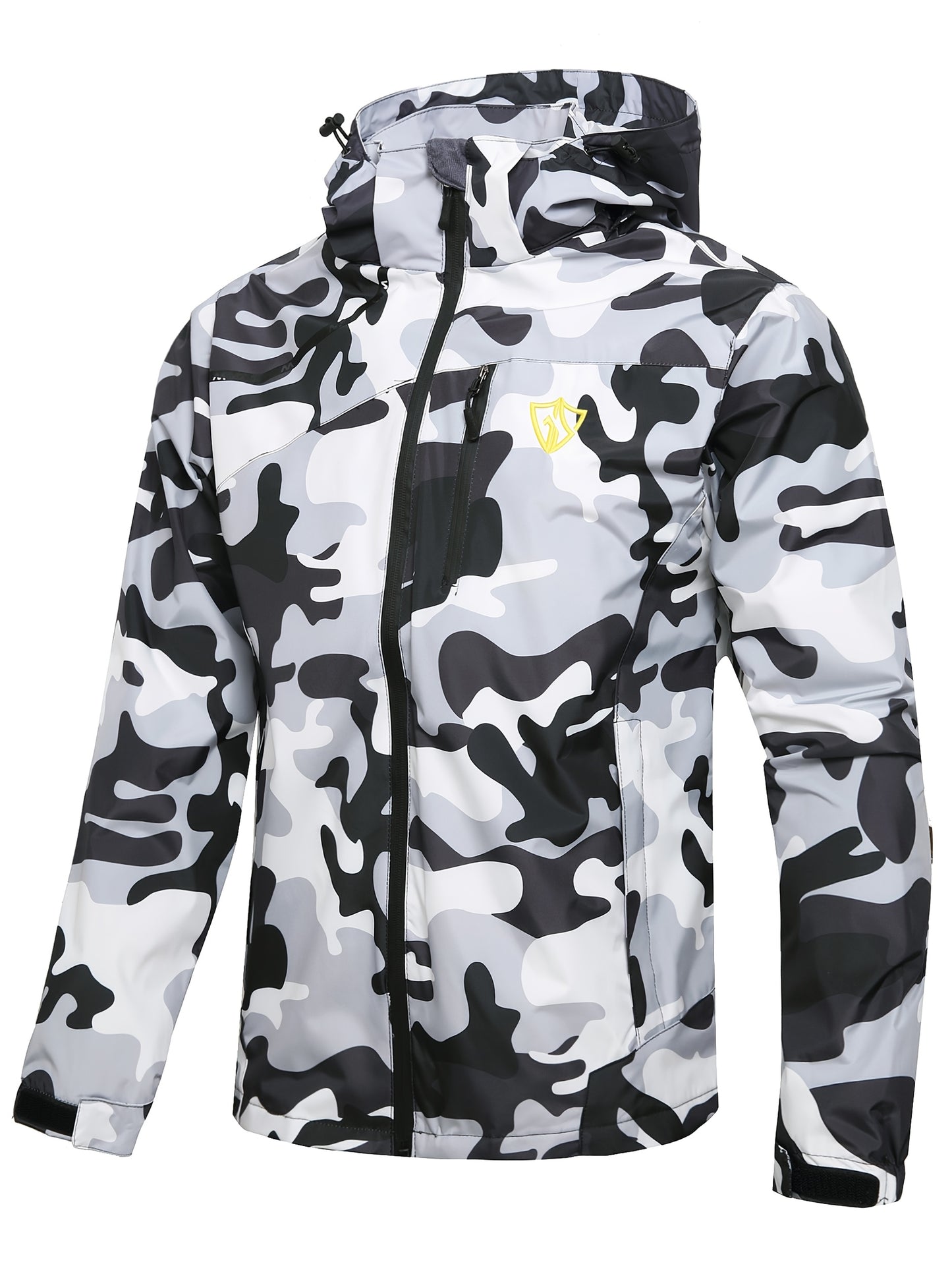 Men's Waterproof Rain Jacket With Hood And Windproof Zippered Pockets