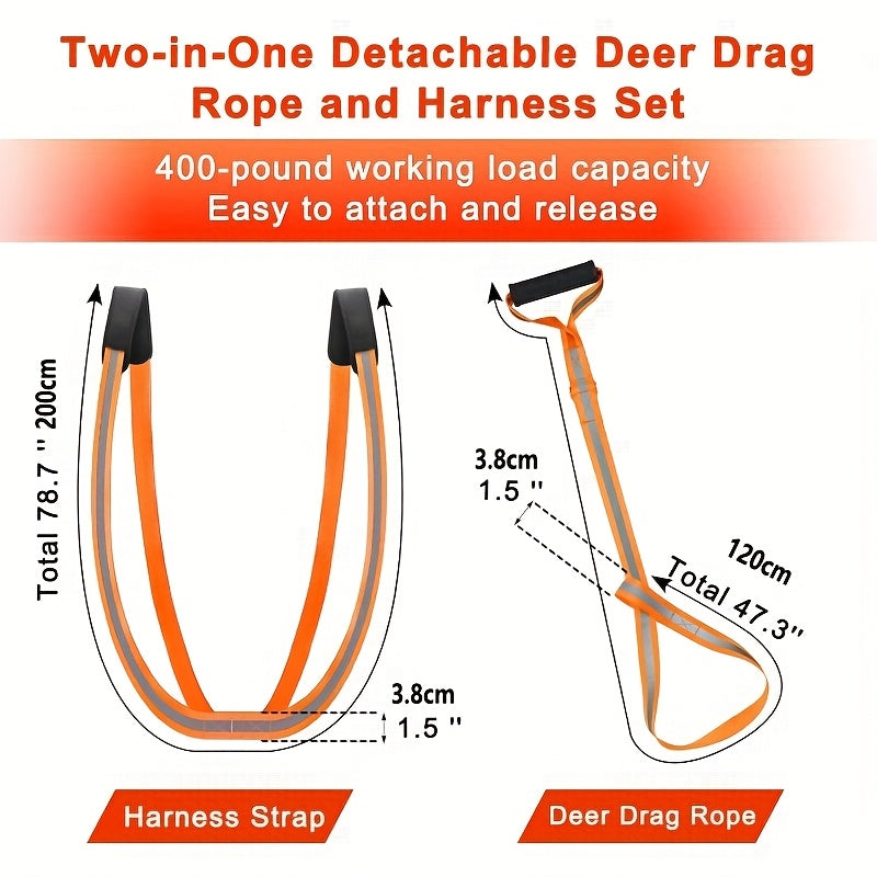 Deer Drag Harness 1Set Heavy Duty With Reflective Strip