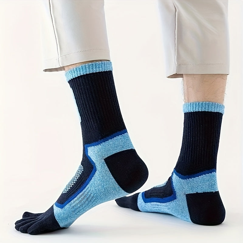 Men's Five Toe Running Socks Geometric Pattern Breathable Cotton MoistureWicking