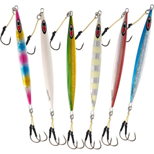 CalissaOffshore Heavy-Duty Speed Jig 80g-550g Tuna Fishing Lure with 3/0+ & 7/0 Hooks - Vertical Slow-Pitch Jig for Tuna, Mackerel, Bonito in Saltwater/Freshwater - 150g, 250g, 400g weight options - Professional Angler Lure