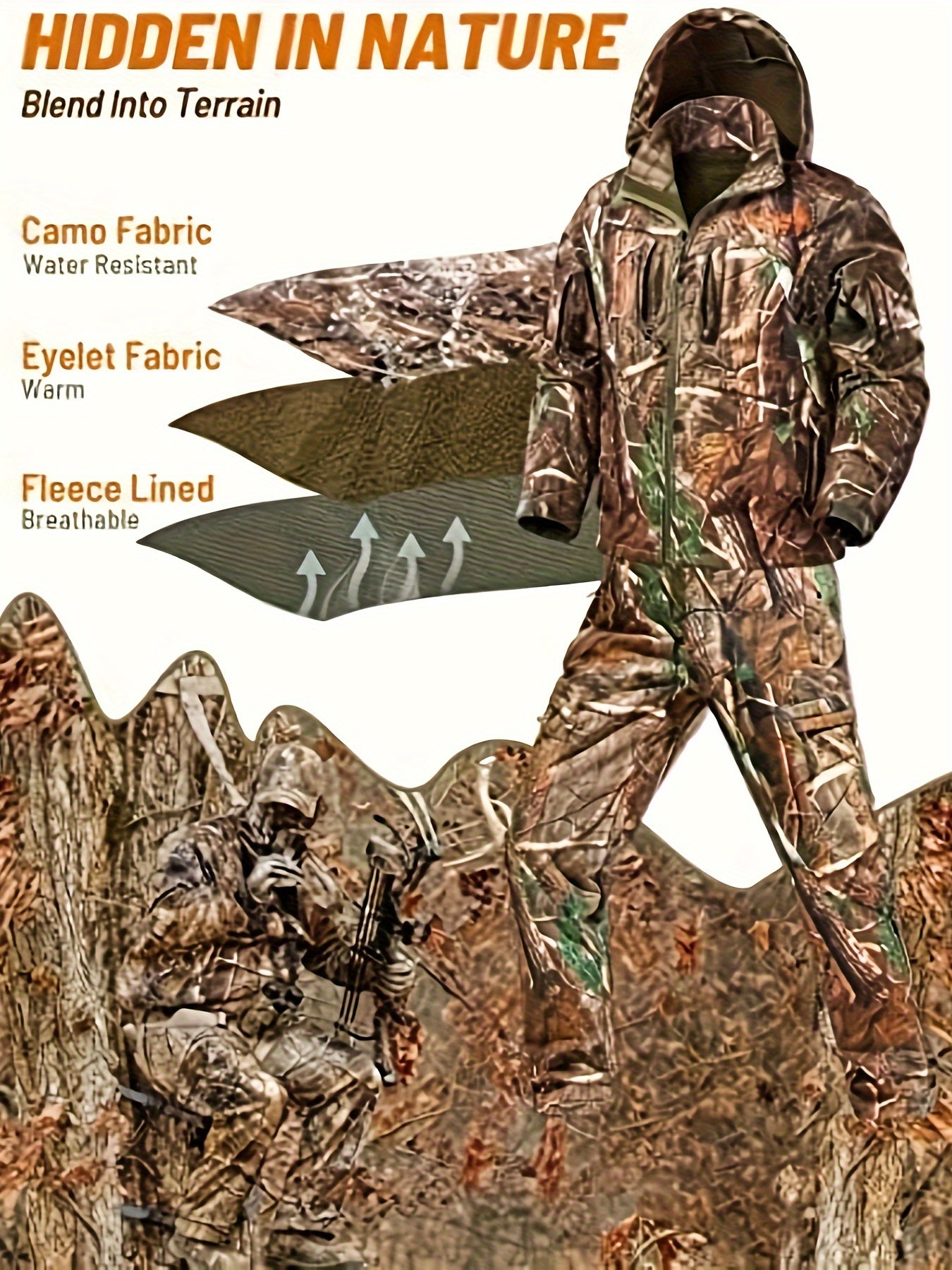 NEW VIEW Camo Hunting Clothes For Men, Winter Warm Hunting Jacket And Pants, Fleece Lined Hunting Suit For Deer Duck Bow Hunts