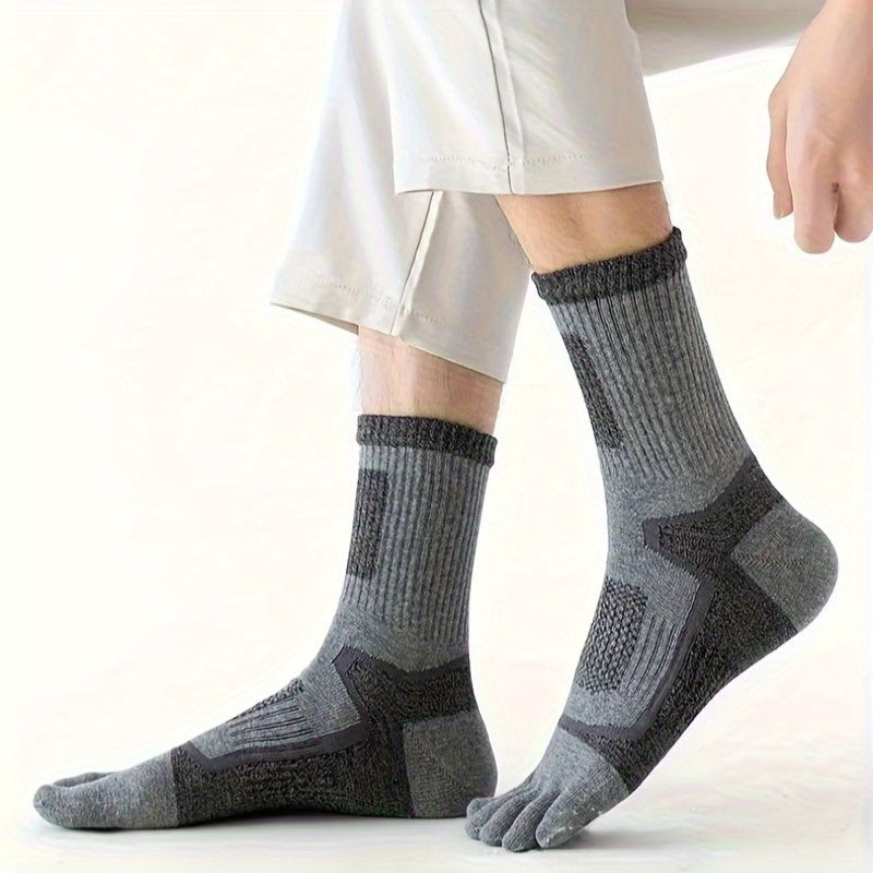 Men's Five Toe Running Socks Geometric Pattern Breathable Cotton MoistureWicking