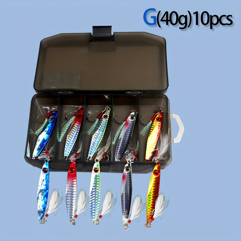 Heavy Duty Metal Jig Lures With 3D Eyes Luminous Hook