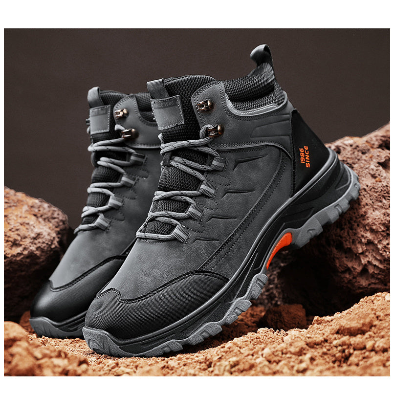 Women's Heavy-Duty High-Top Work Boots with Thick Rubber Sole & Rugged Tread - All-Terrain Traction, Round Toe PVC (Brown/Black) - Winter & Autumn Outdoor Boots for,, Farm, Casual Wear - Durable Ankle