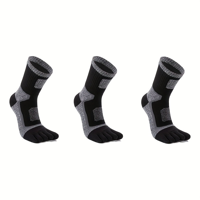 Men's Five Toe Running Socks Geometric Pattern Breathable Cotton MoistureWicking